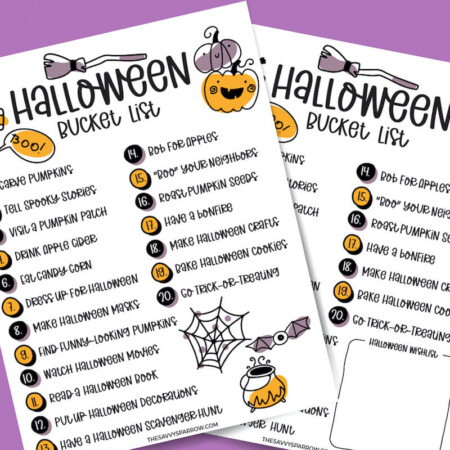 free printable Halloween bucket lists