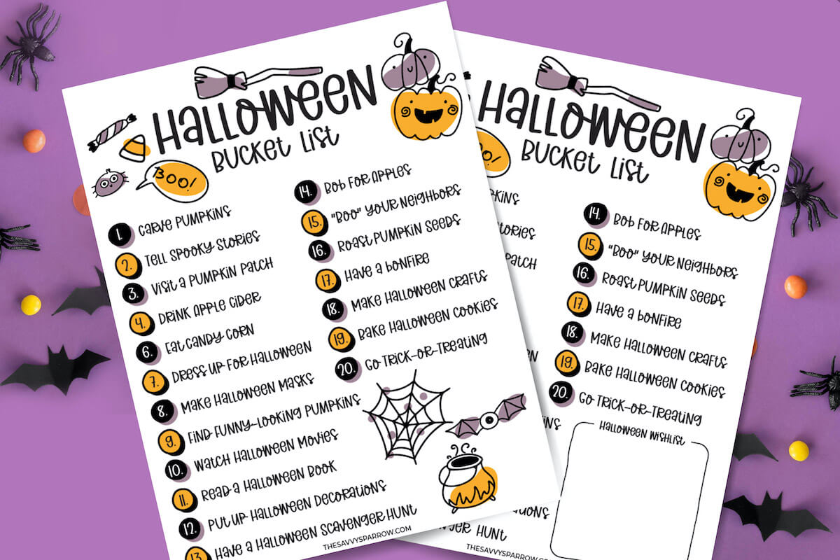 Halloween Bucket List for Kids - Free Printable List of Fun Family ...