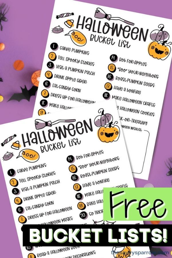 free Halloween bucket list PDF