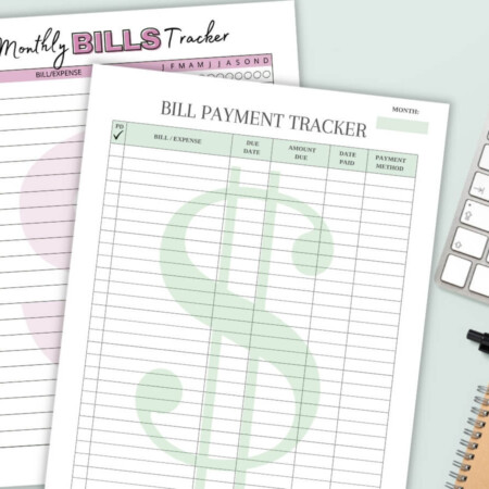 printable monthly bill tracker sheets