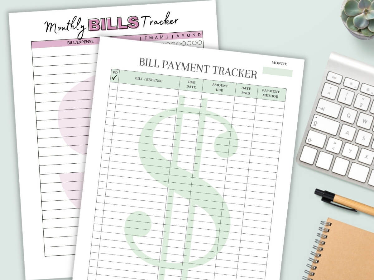 free printable expense bill tracker