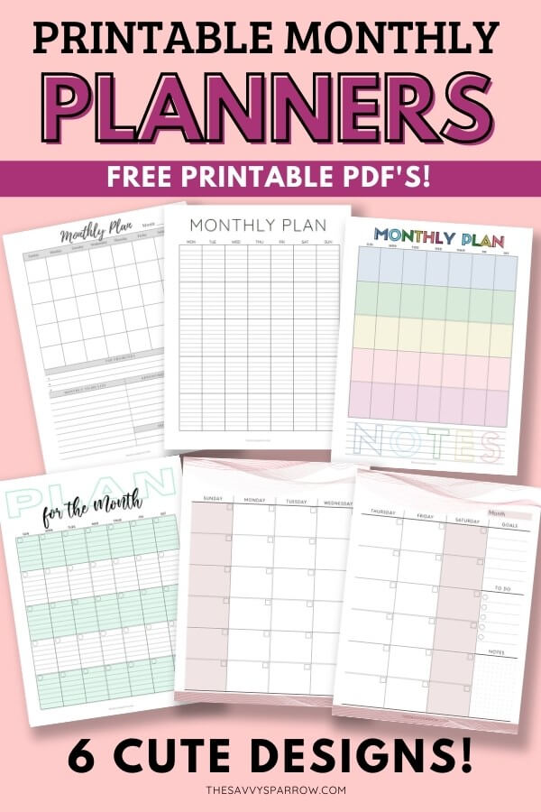 free printable monthly planner templates pinterest graphic