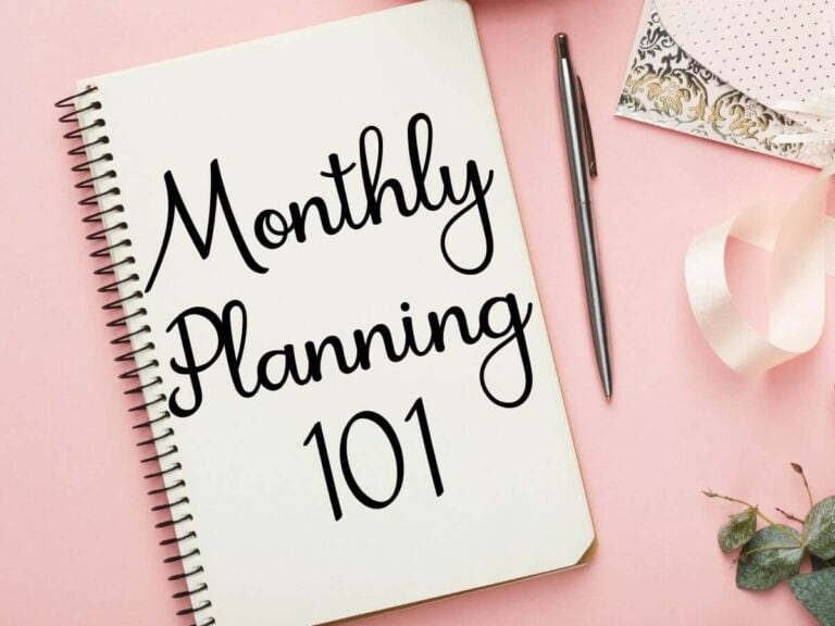 monthly planning 101 written in a notebook