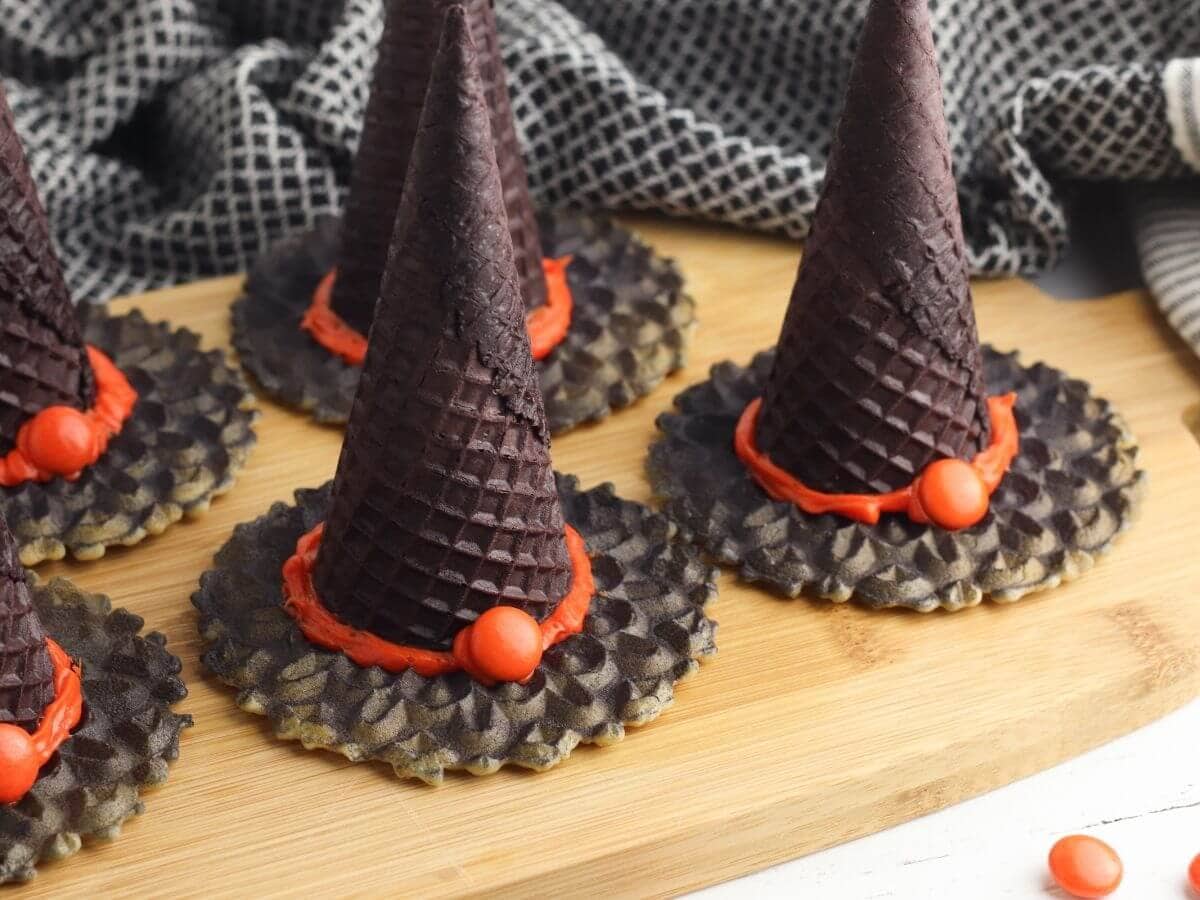 Witch's Brew's Witch's Cone: Unique black ice cream dessert in a witch's hat waffle cone.