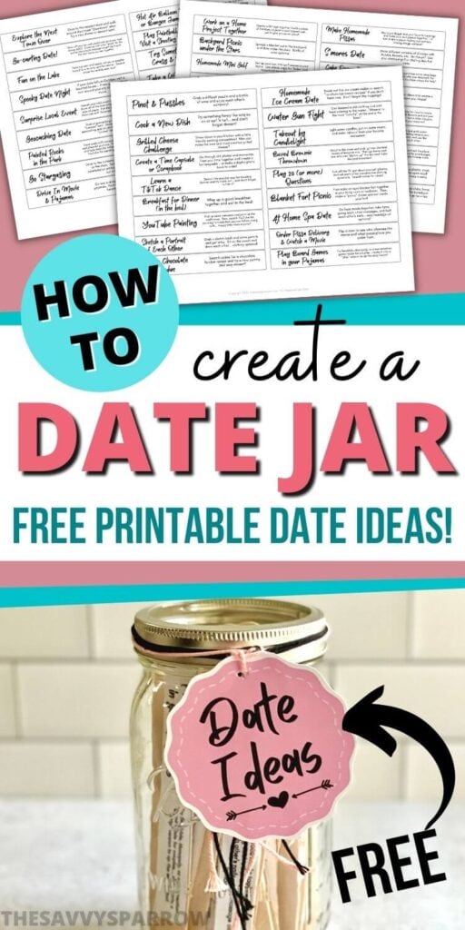pinterest graphic that says how to create a date jar