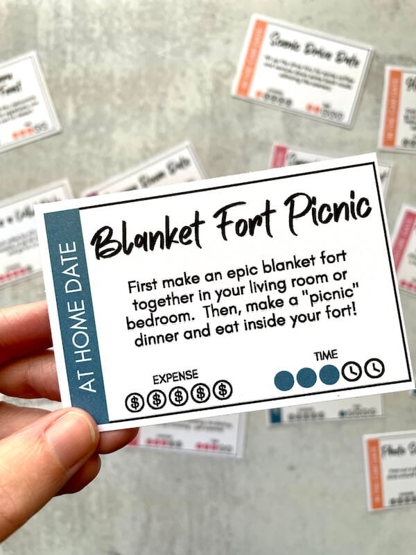 printable date card that says blanket fort picnic