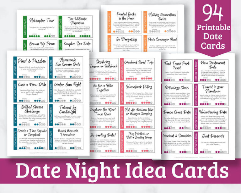 94 Date Night Ideas To Add To Your Date Jar Free Printable List