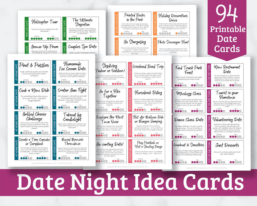 Date Night Cards Date Night Jar Printable Date Night Ideas Date Night 