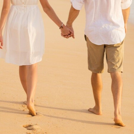 couple on a date on the beach