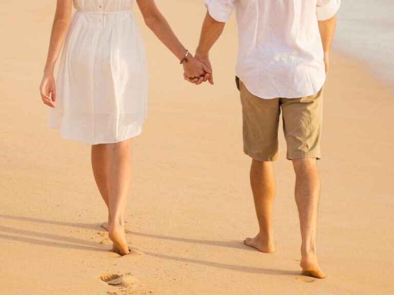 couple on a date on the beach