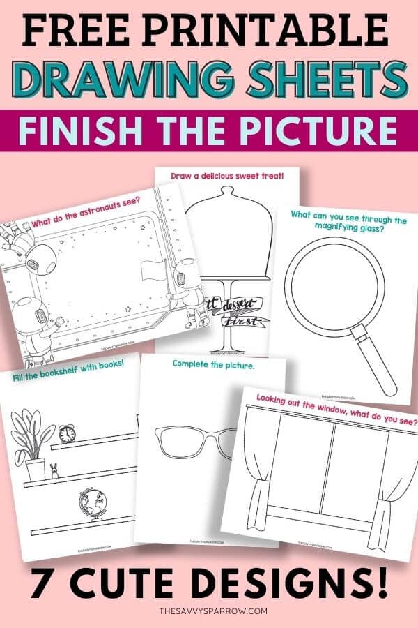 free printable finish the picture drawing worksheets for kids
