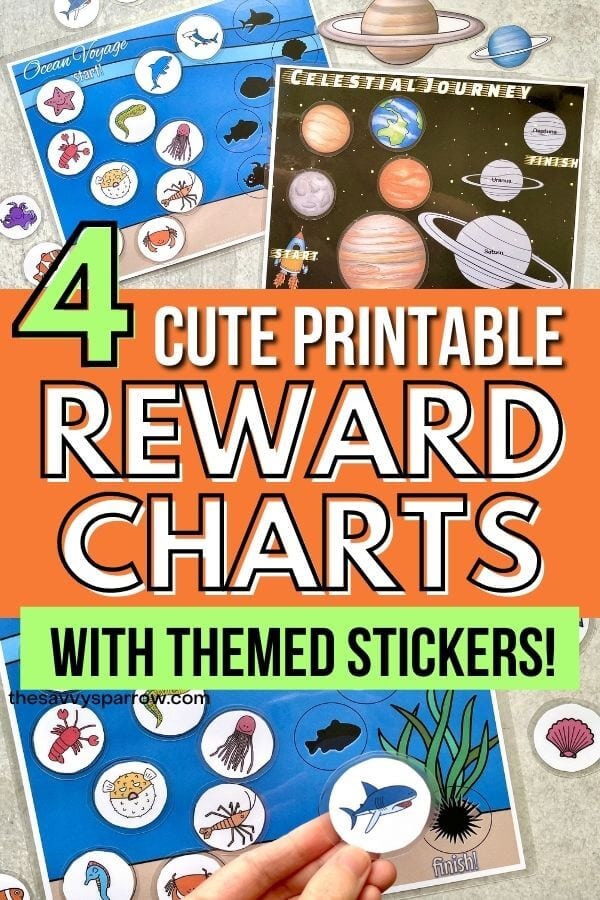 printable reward charts for kids pinterest graphic