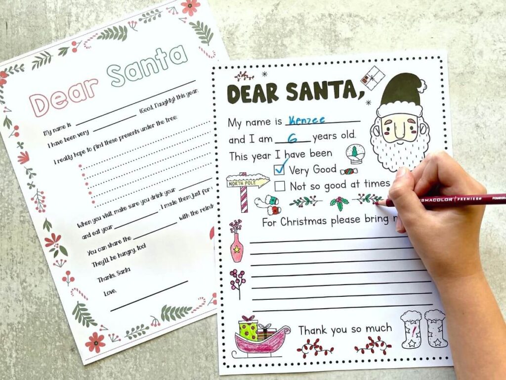 printable Santa letter templates