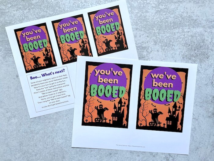 printable Halloween gift tags that say "You've been booed"