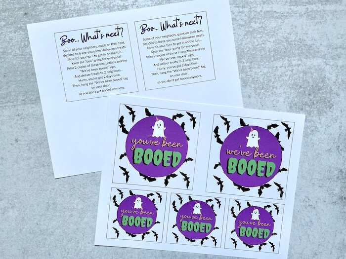 printable Halloween gift tags for booing neighbors