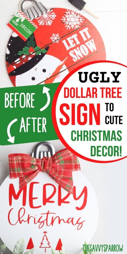 before and after of the DIY Christmas sign