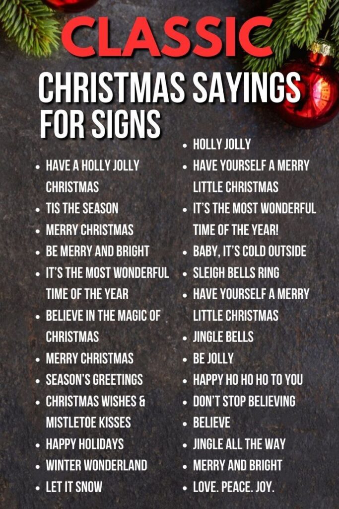 list of classic Christmas sayings for signs