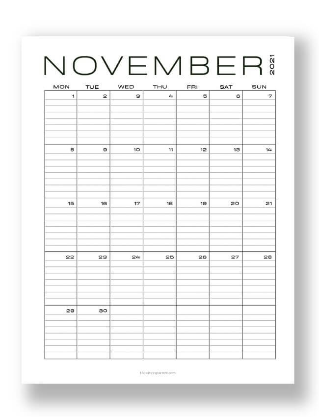 modern November 2021 calendar pdf