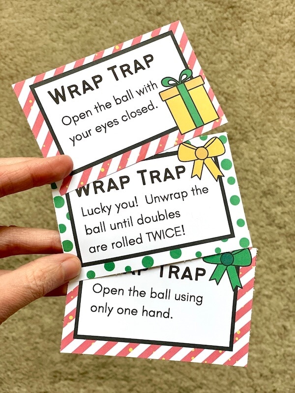 printable saran wrap ball game challenge cards