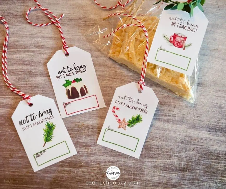 gift tags that say "not to brag but I made this"