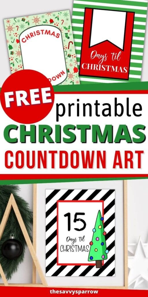 free printable Christmas countdown signs