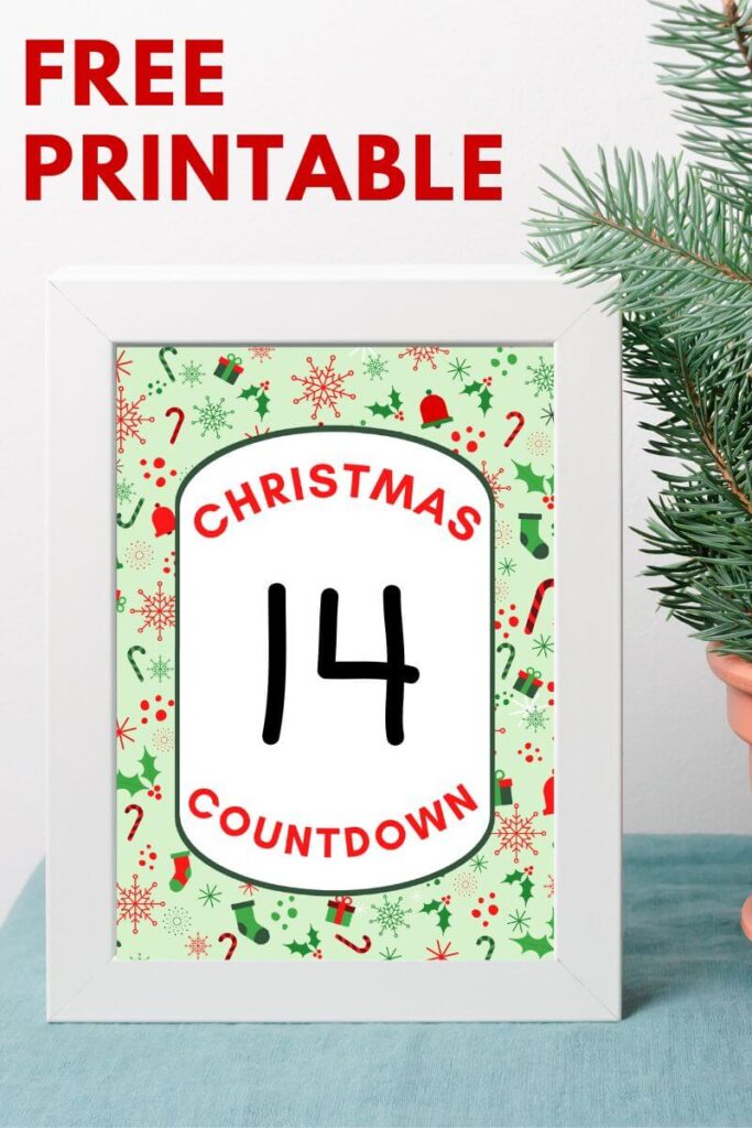 free printable Christmas countdown sign