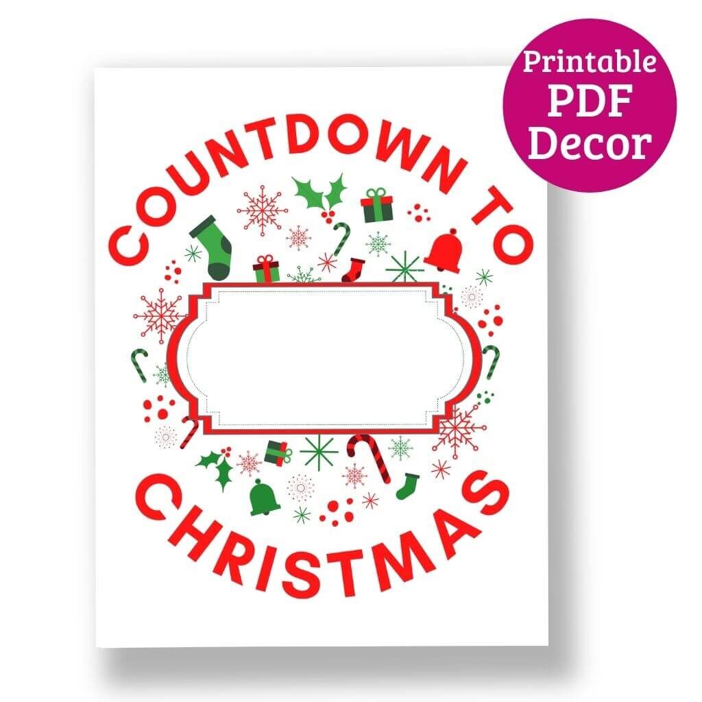 countdown to Christmas printable sign