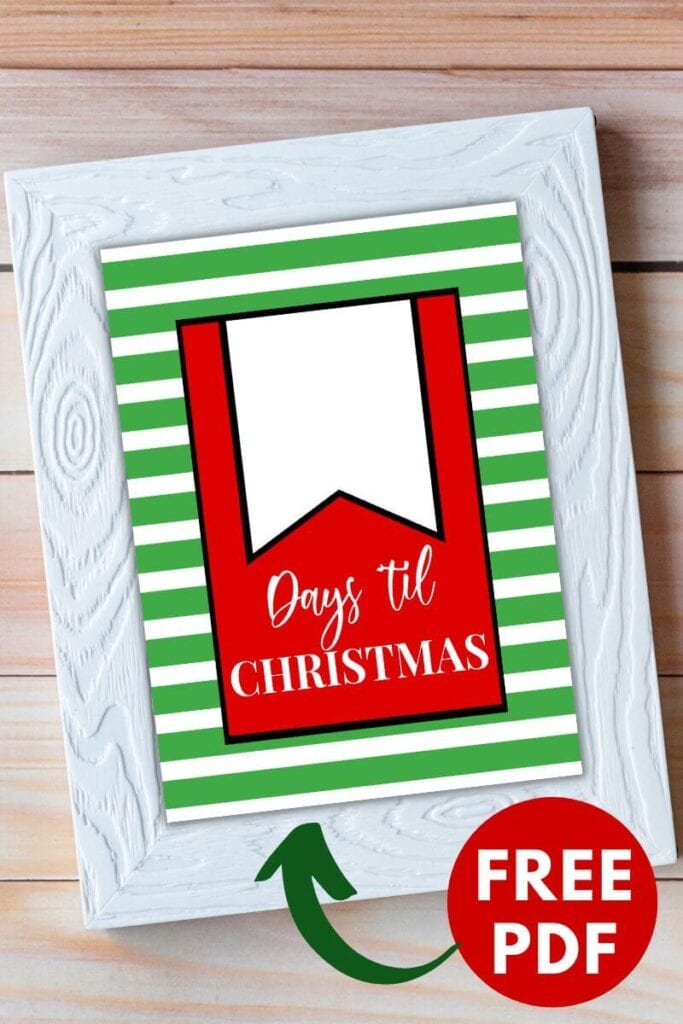 days til Christmas printable sign