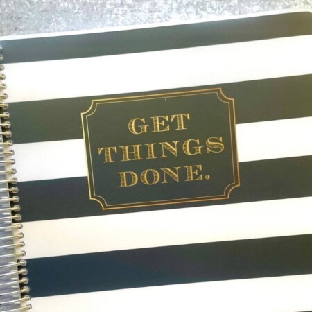 black and white customizable planner that says get things done