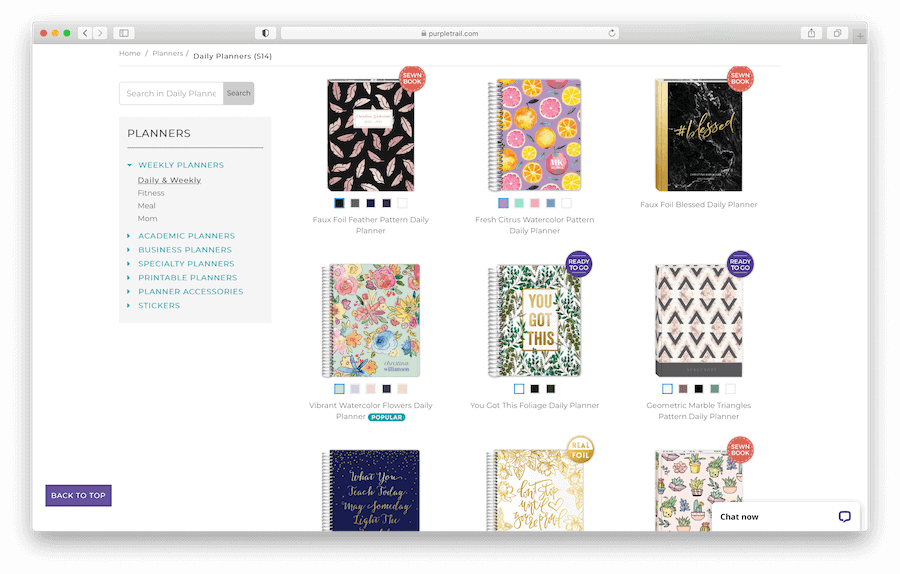 screenshot of custom planner covers
