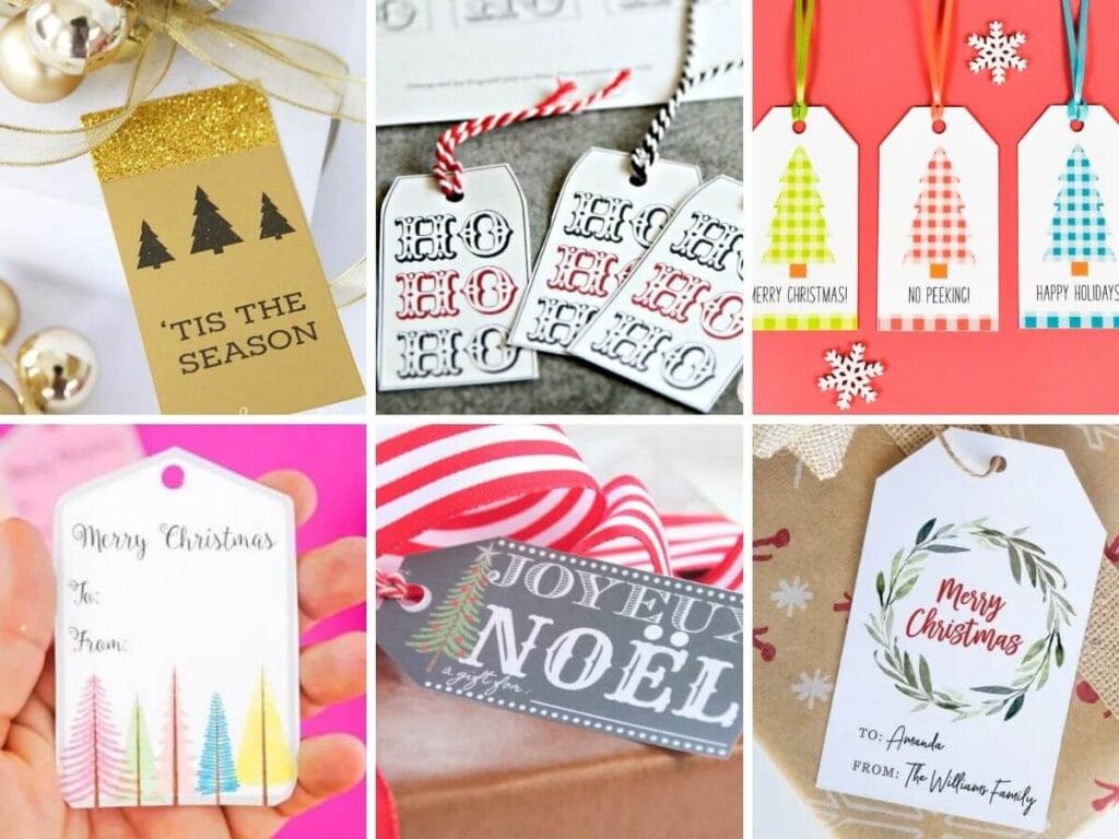 collage of Christmas gift tags
