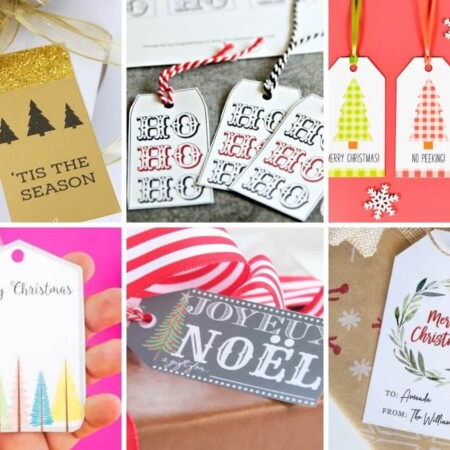 collage of Christmas gift tags