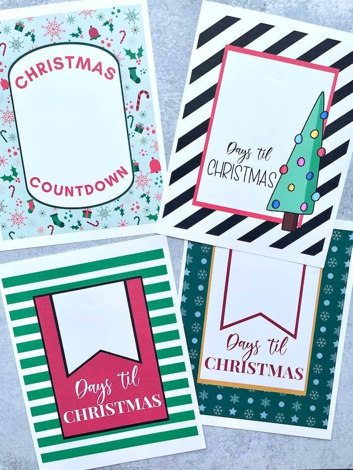 free printable Christmas countdown signs