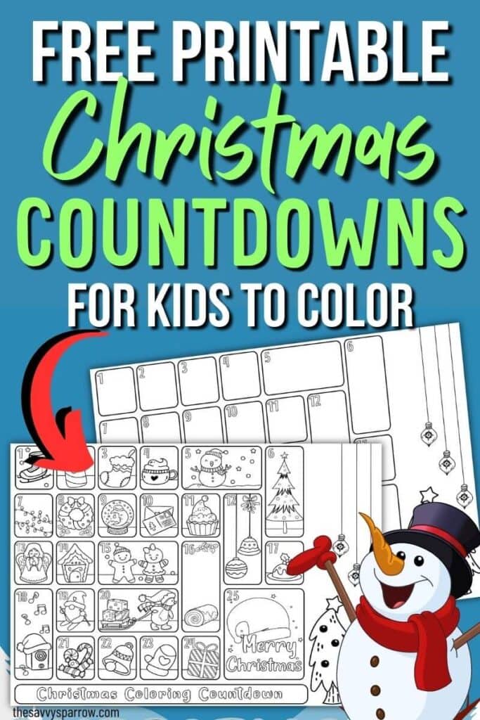 free printable Christmas countdowns for kids to color