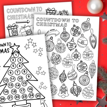 printable Christmas countdown coloring sheets