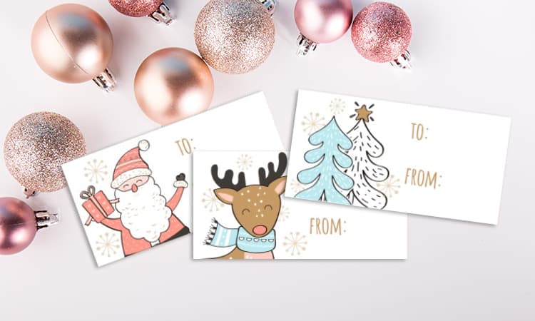 Christmas git tags with pastel Christmas designs