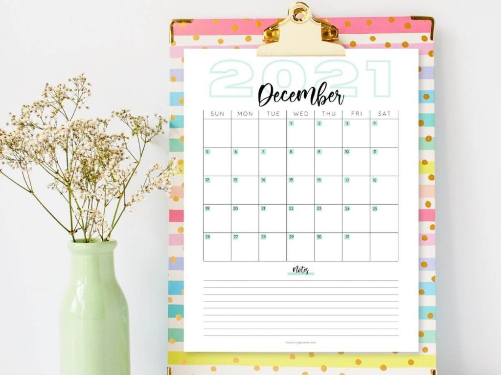 free printable december calendars 8 cute 2021 pdfs to print now