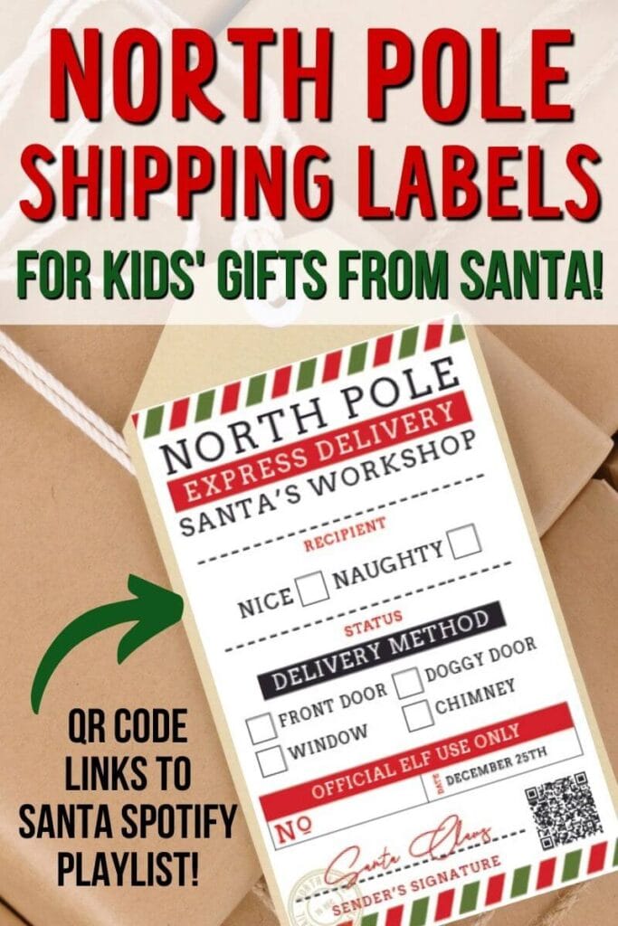 North Pole shipping label mockup