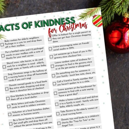 printable list of random acts of kindness for christmas