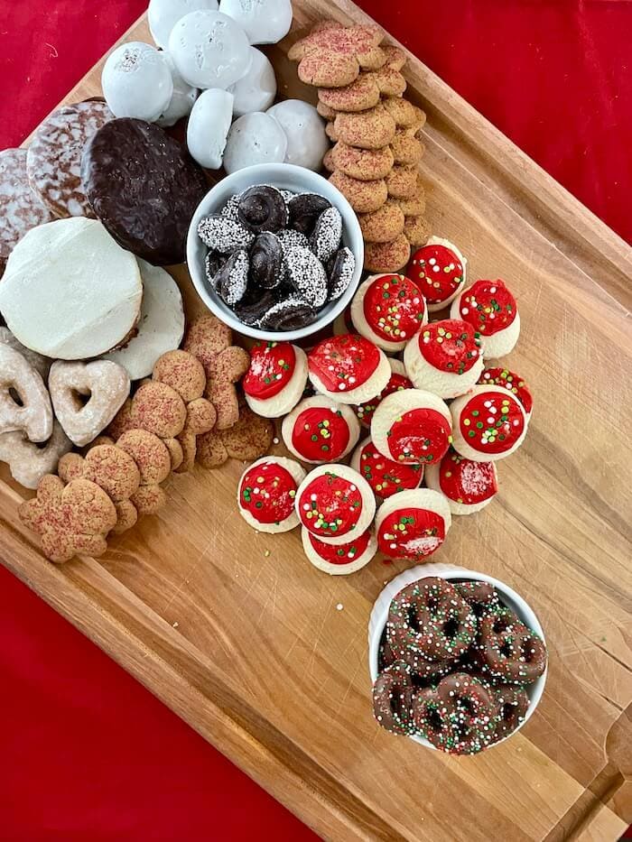 Christmas cookies on a cutting board