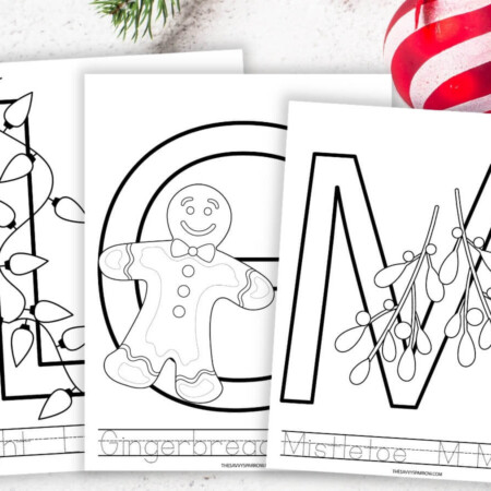 printable Christmas alphabet coloring book pages