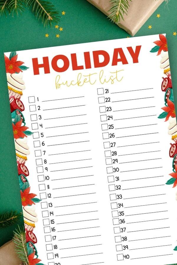 holiday bucket list printable