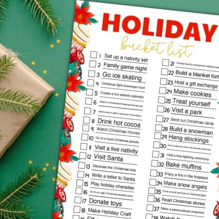 free printable Christmas bucket list template