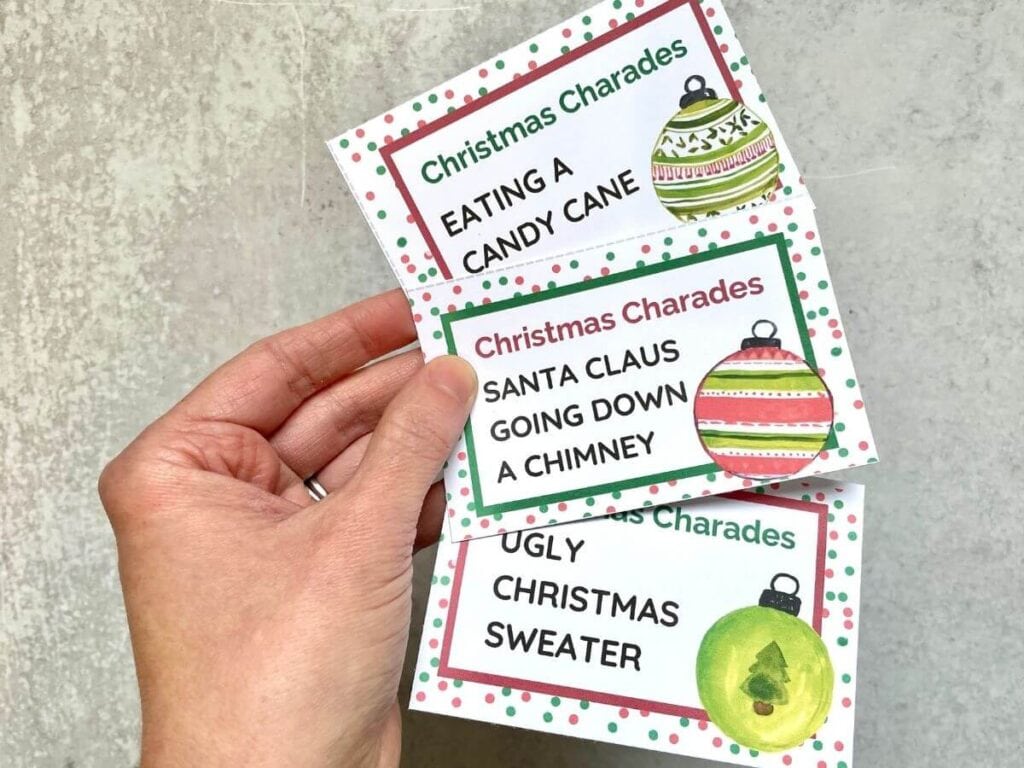 printable Christmas charades game cards