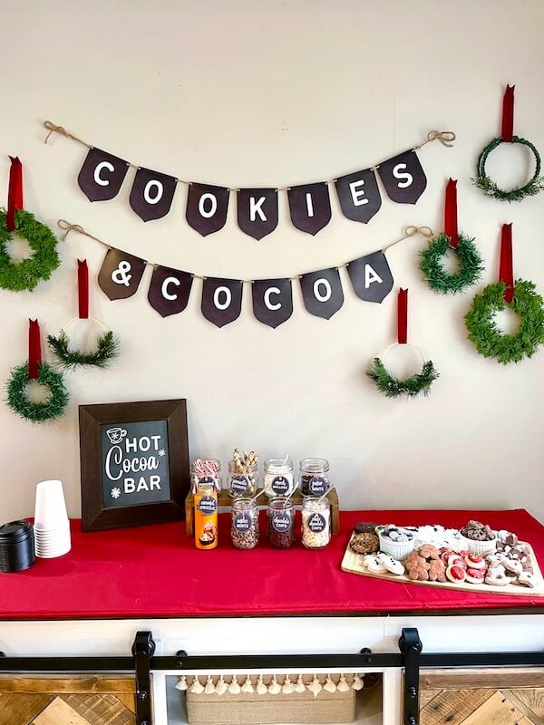 hot cocoa bar with printable signs