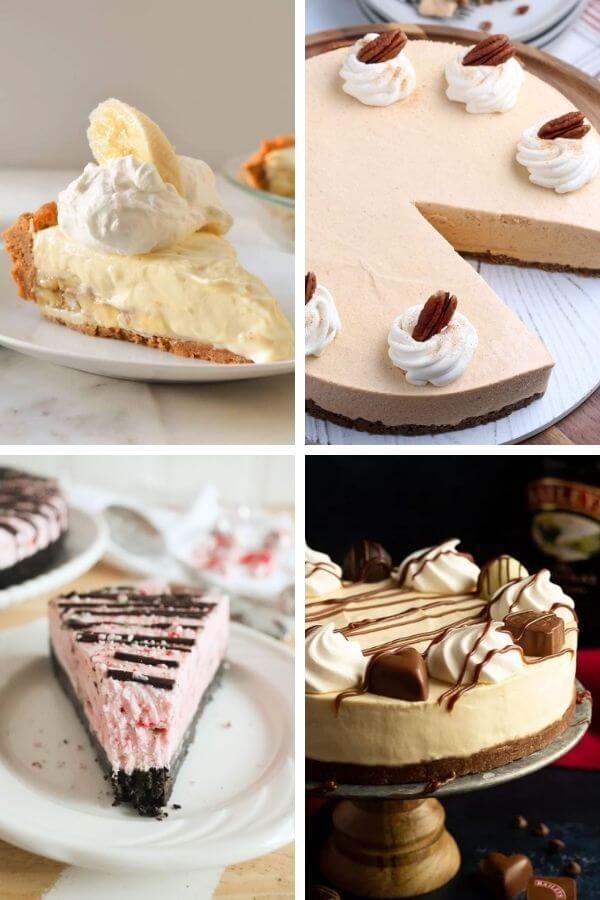 collage of no-bake cheesecakes to make for the holidays