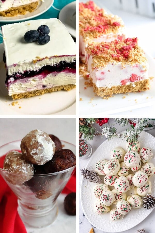 collage of no bake dessert bars