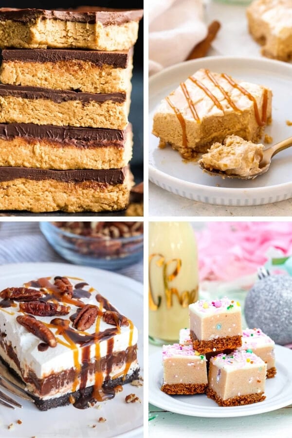 collage of no bake dessert bars