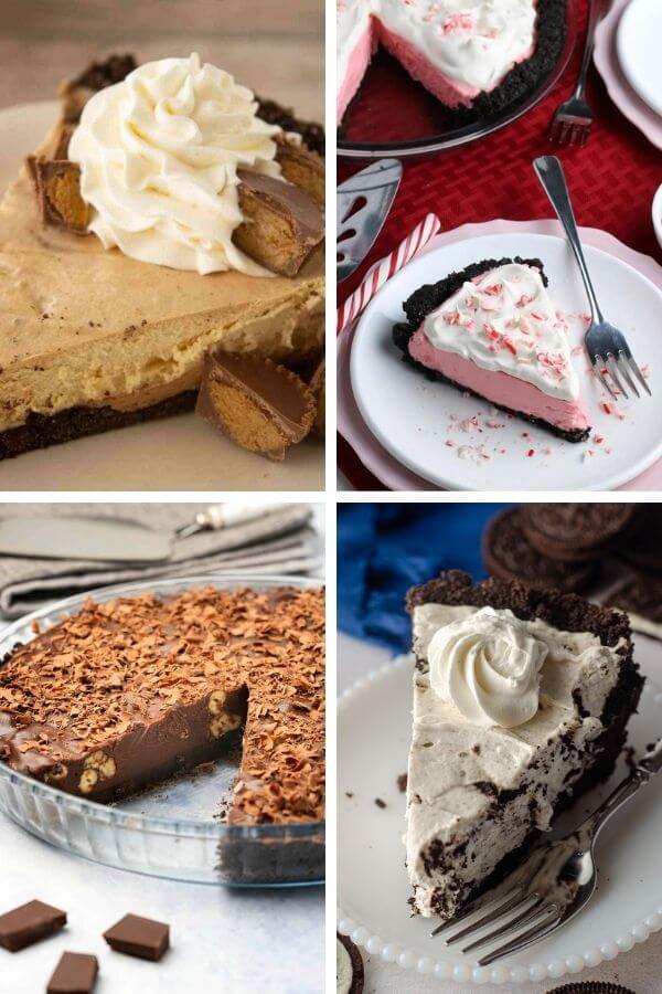 collage of no bake Christmas pies