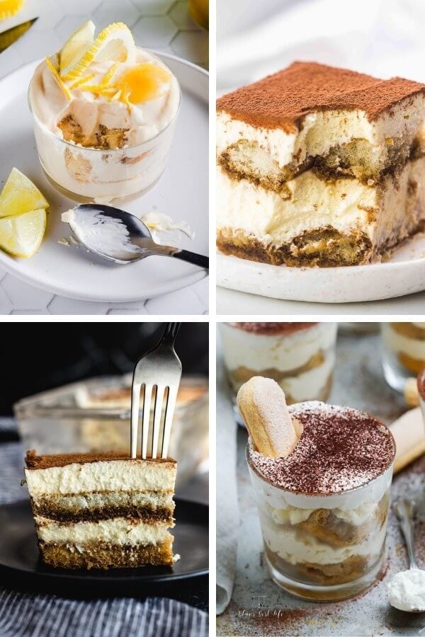 collage of no-bake tiramisu desserts